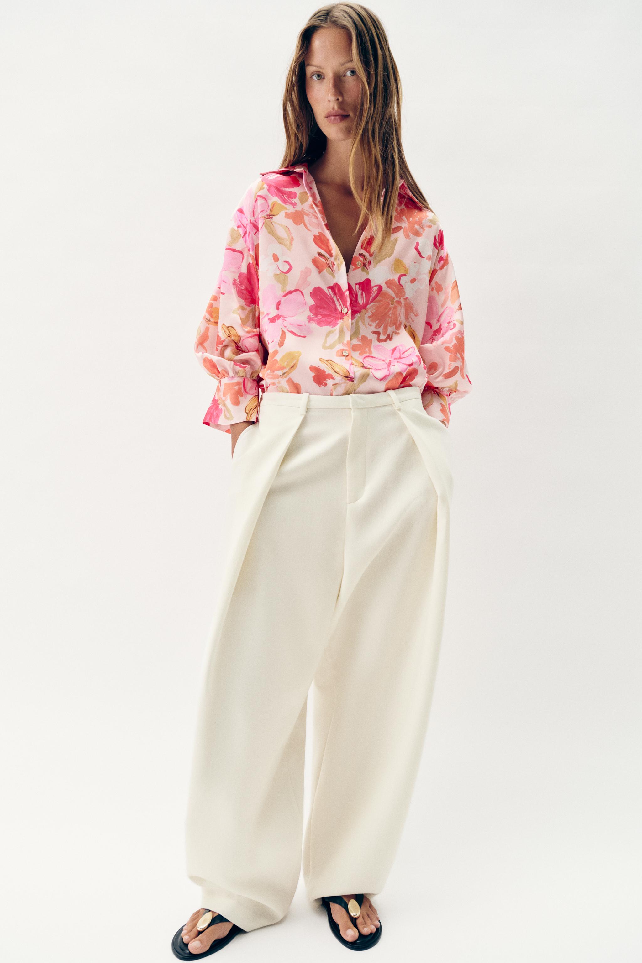 FLORAL PRINT SATIN EFFECT SHIRT